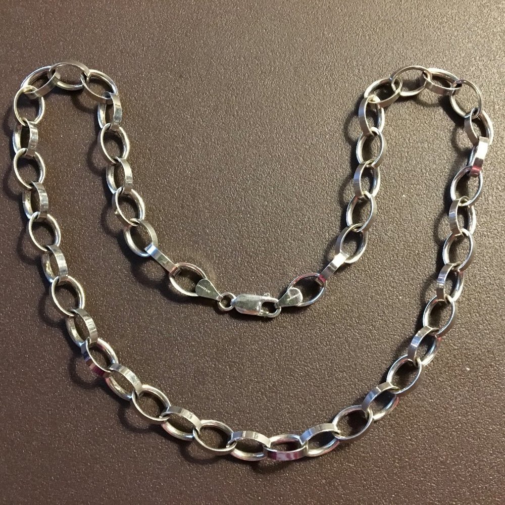 1960s Silver (.925 sterling) Danecraft Italy Large Link 18" Chain Necklace